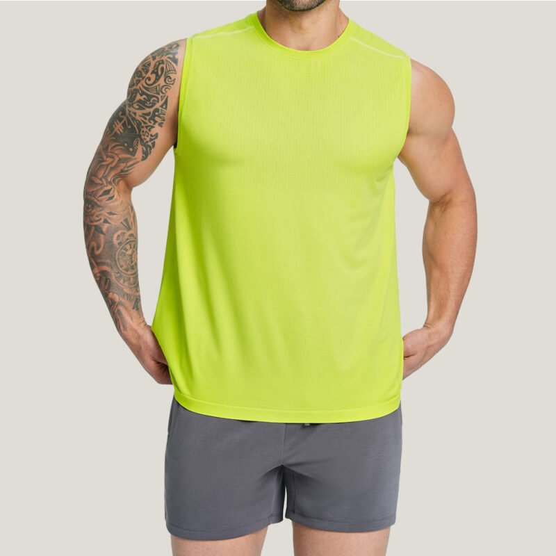 Seamless Men’s Sleeveless Workout T-Shirt Breathable Muscle Training Top OEM Supplier