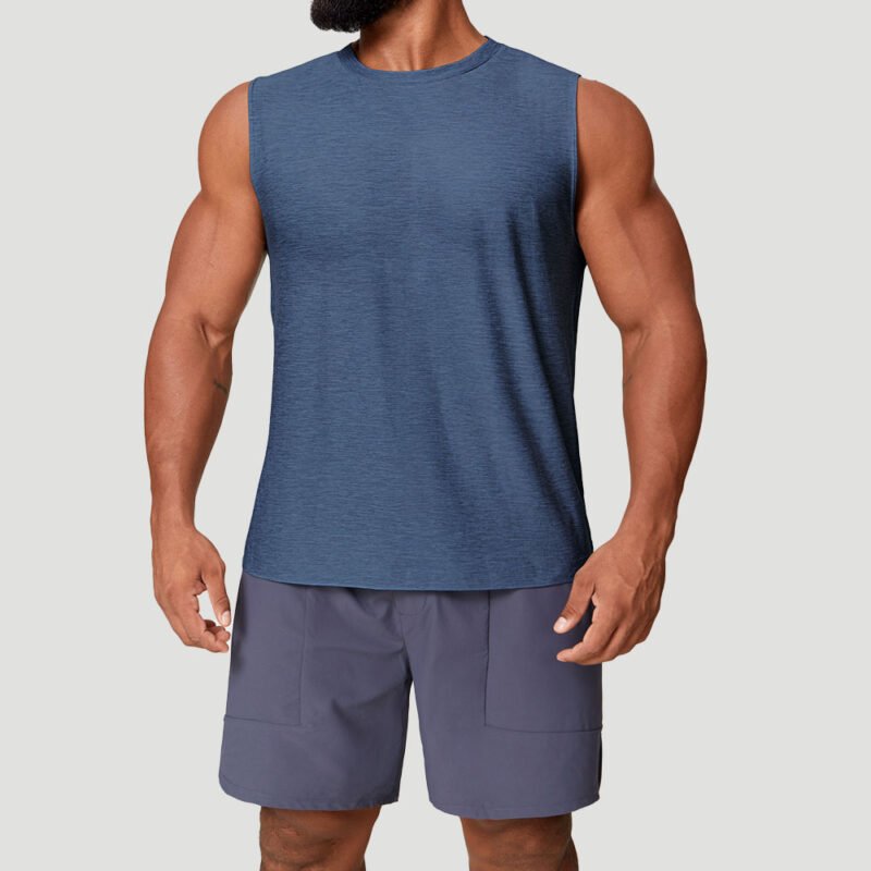 Men’s basic athletic tank top back view lightweight breathable gym sleeveless shirt OEM supplier
