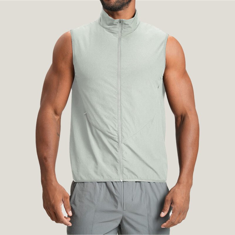 Men’s Lightweight Running Vest Full Zip Sleeveless Training Jacket OEM Supplier
